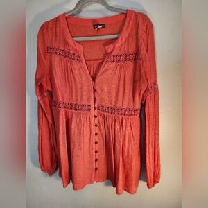 VENUS Coral Lace Detail Blouse Sz M